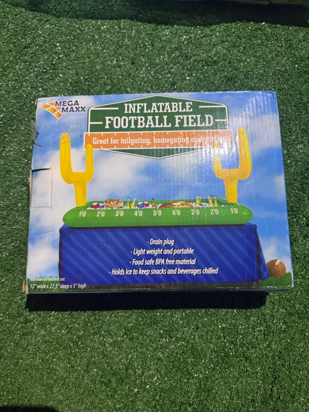 Football Field Cooler Mega Maxx Inflatable - Green & Yellow NWT